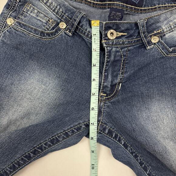 Y2K Denim Blue Jean Capris Low Rise Cuffed Angels Size 7-8 28" Waist - Picture 5 of 8